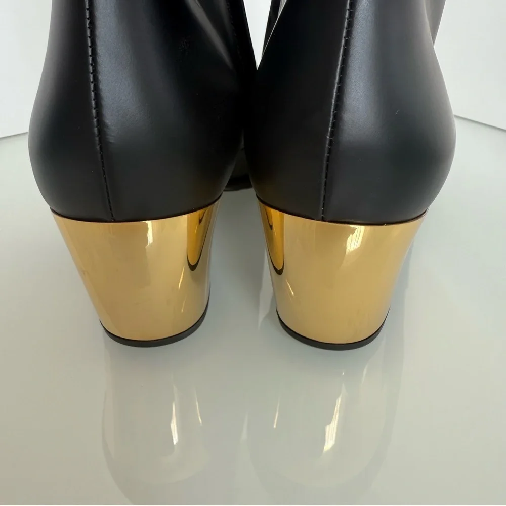 Bottega Veneta Tex Ankle Boot Tokyo Brush Calf Chromed Heel Black and Gold - Picture 4 of 7